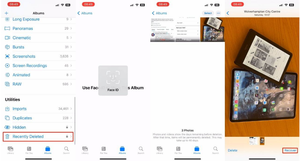 苍溪苹果14维修分享 iPhone14 上恢复已删除的照片 