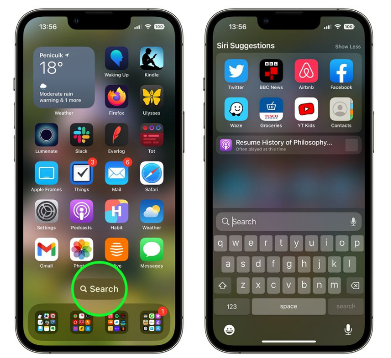 苍溪苹果手机维修分享升级到 iOS 16 后，如何删除主屏幕上的搜索按钮 